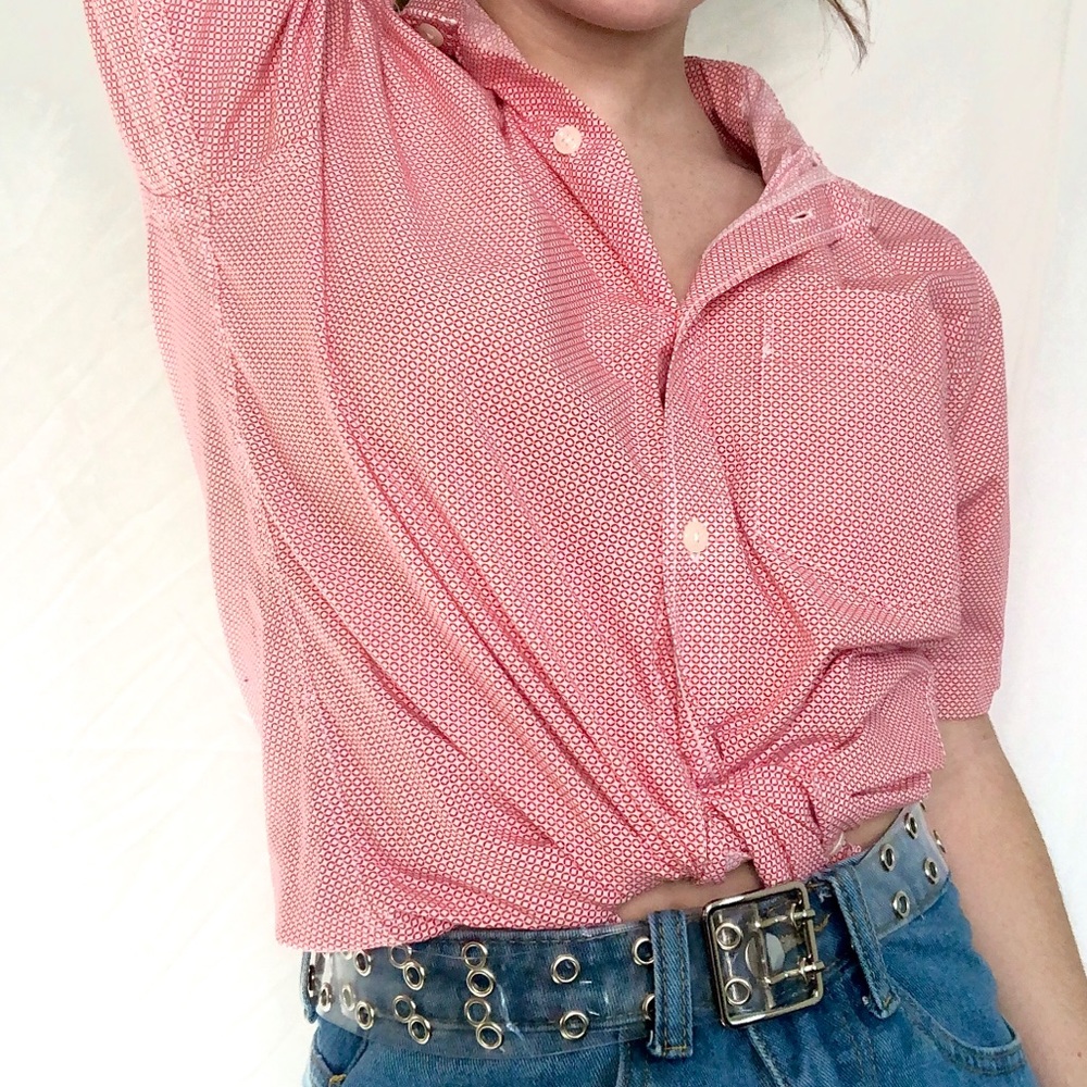 ✨Red&White Circle Pattern Collared Old Navy Shirt✨